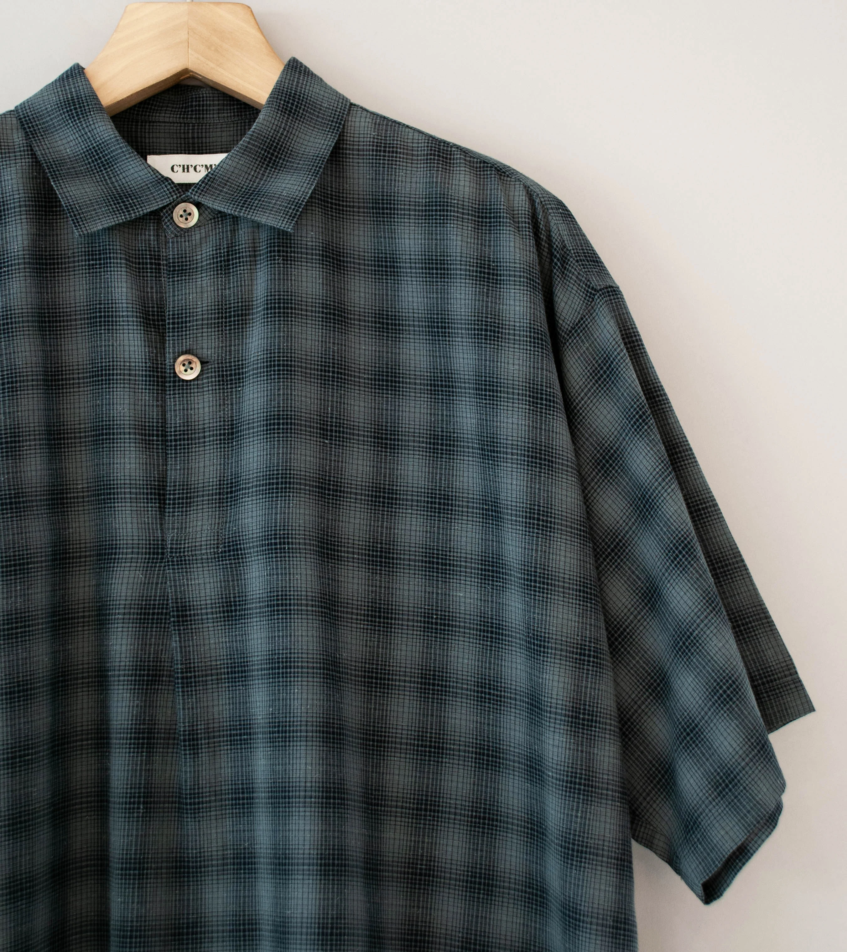 C'H'C'M' 'Short Sleeve Popover Shirt 1' (Charcoal Cotton Silk) - Image 2