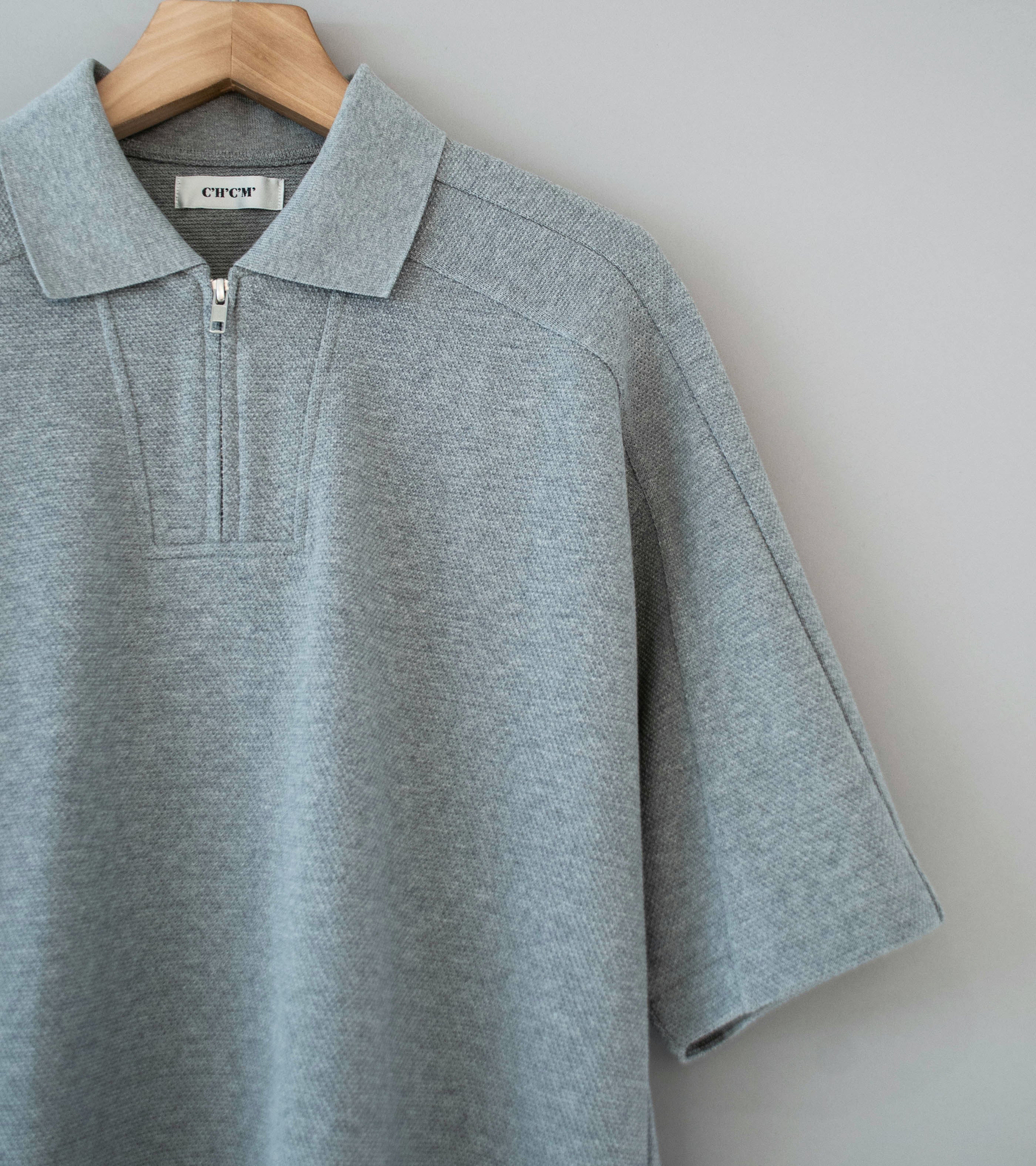 C'H'C'M' 'Zip Polo' (Grey Dry Touch Cotton Pique) - Image 2