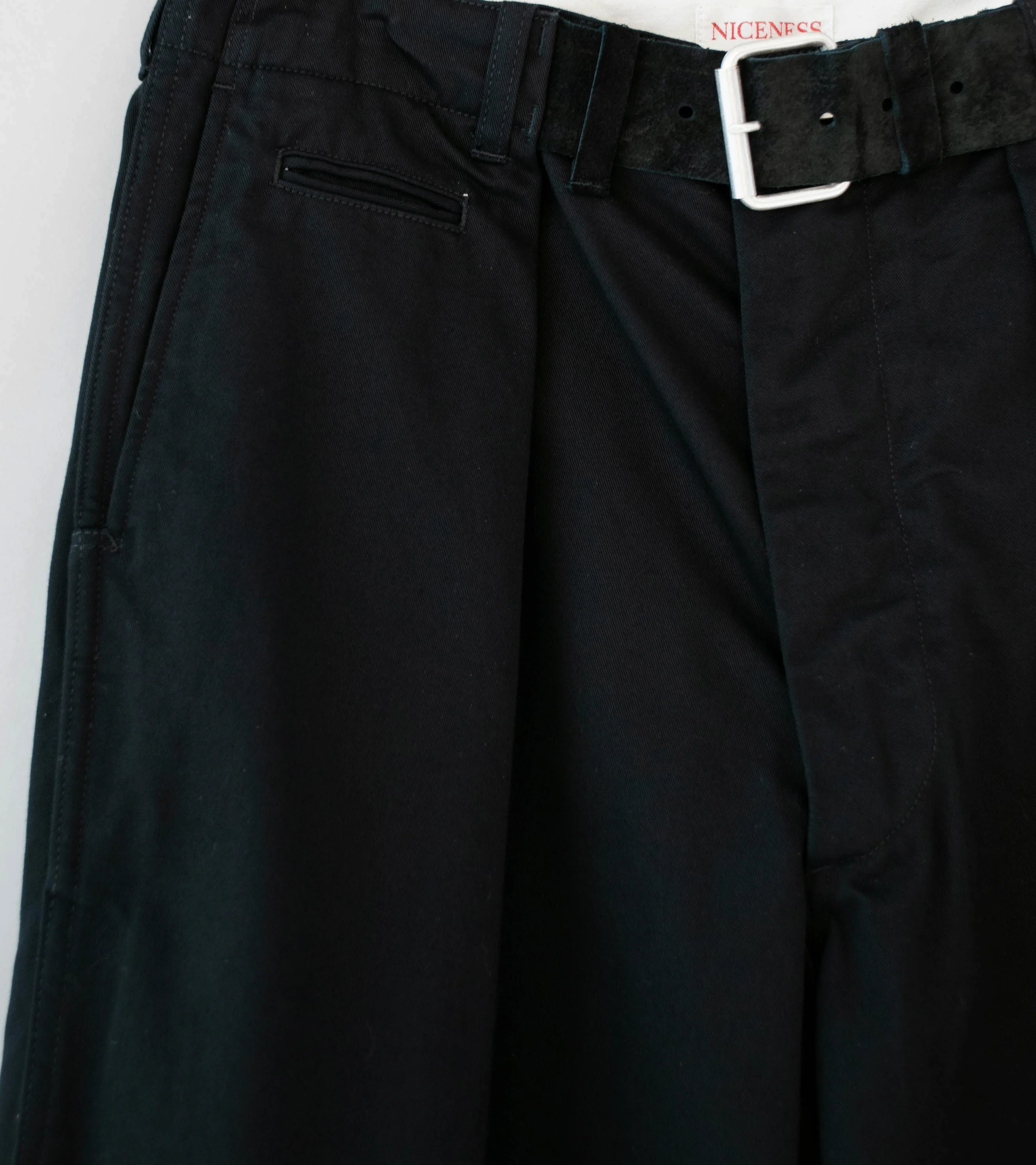 Niceness 'JORDAN Integrated Leather Belt Trousers' (Black) - Image 2