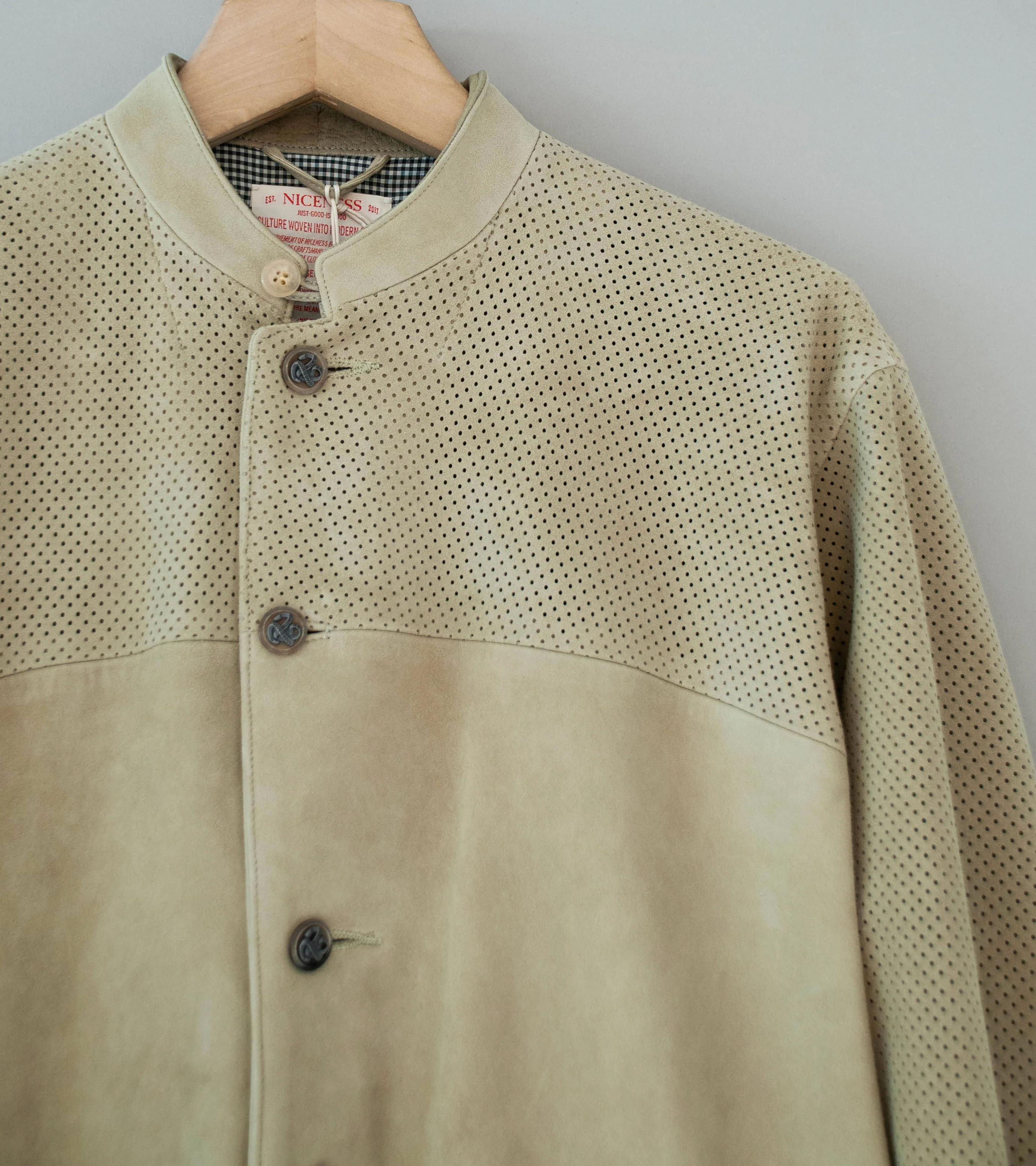 Niceness 'ROKER Trinity Leather Shirt Jacket' (Taupe) - Image 2