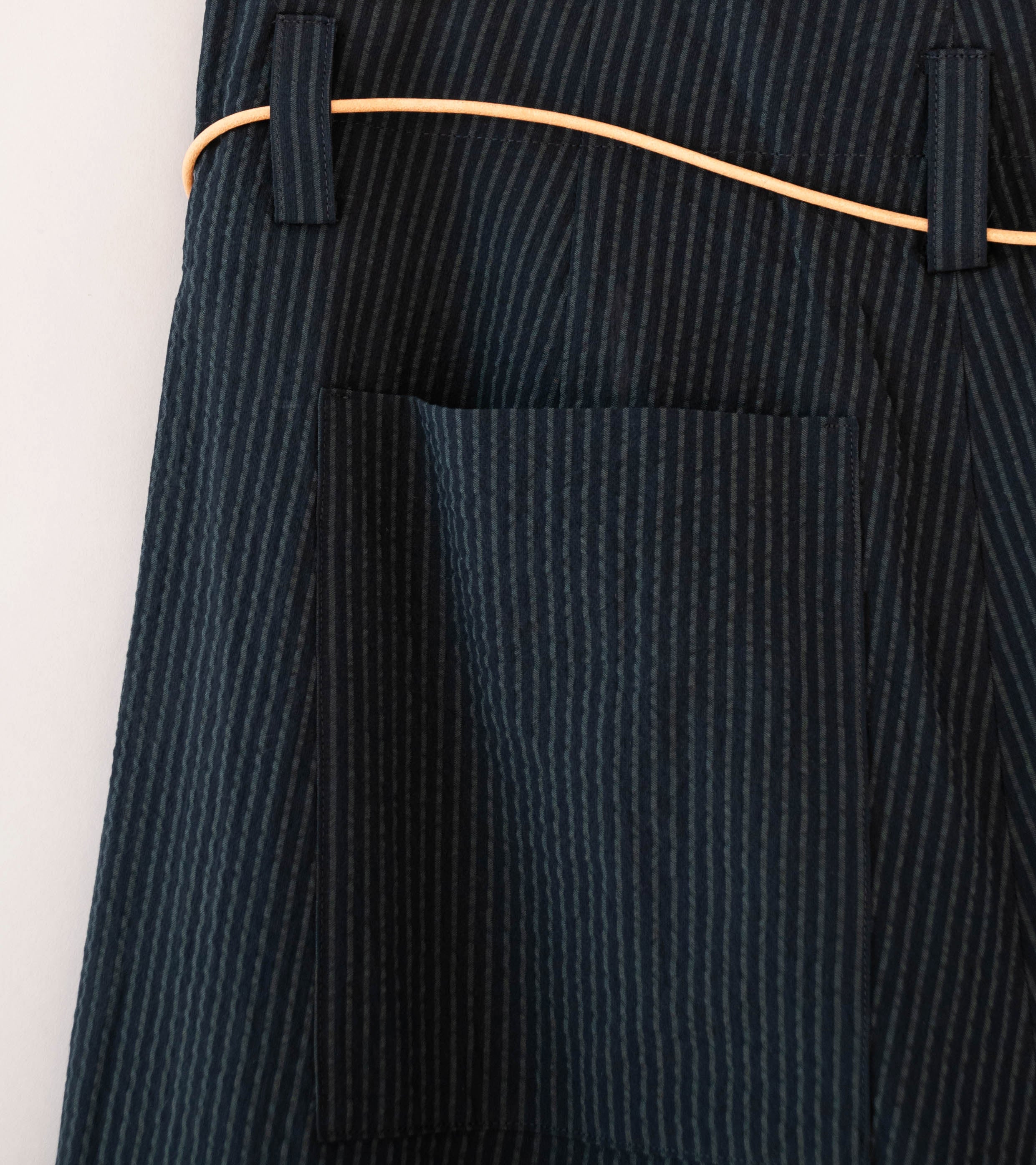 Seya 'Nam Ou River Trip Pants' (Navy Stripe Silk Seersucker) - Image 6