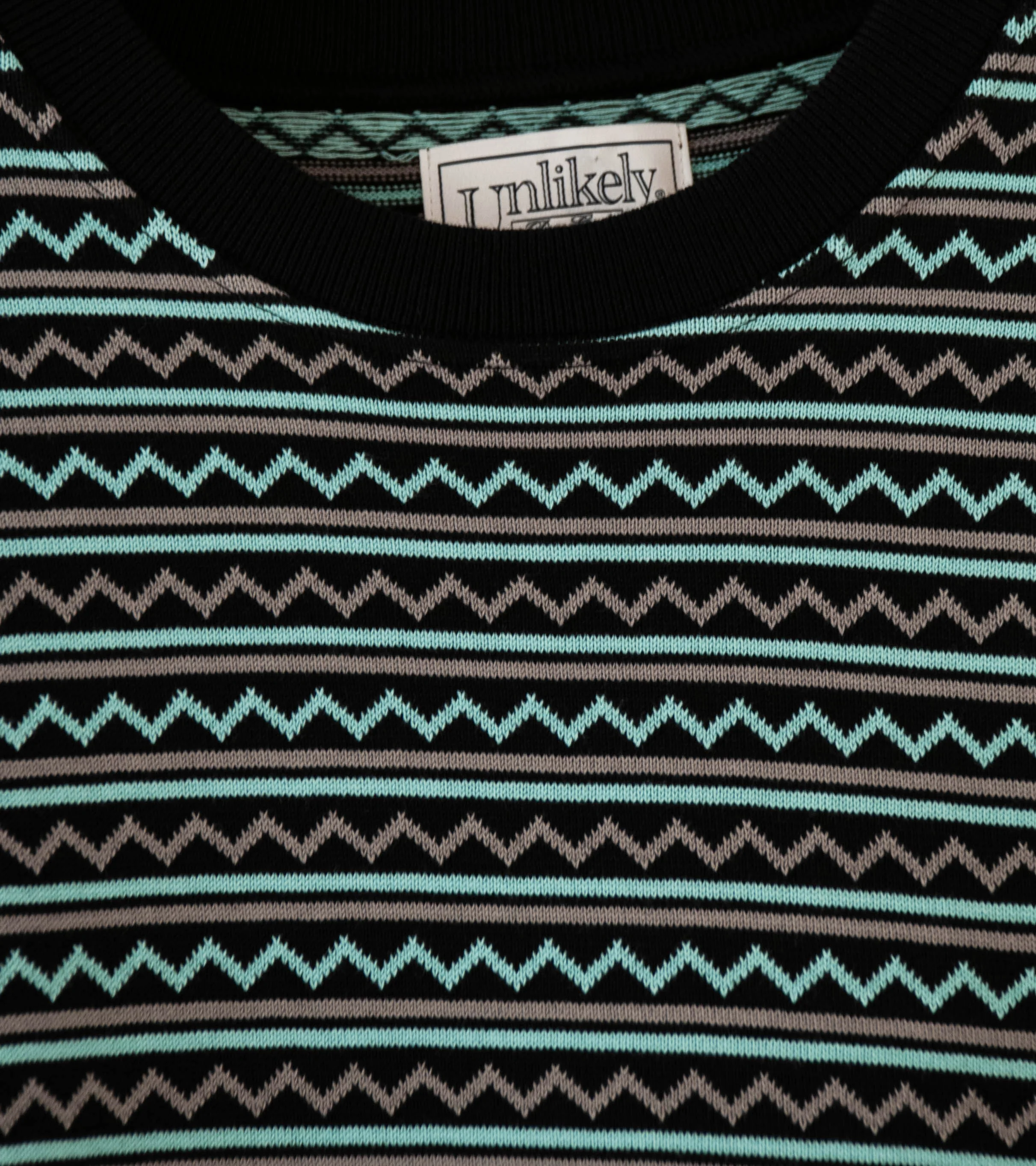 Unlikely 'Jacquard Knit Tee' (Black Turquoise) - Image 4
