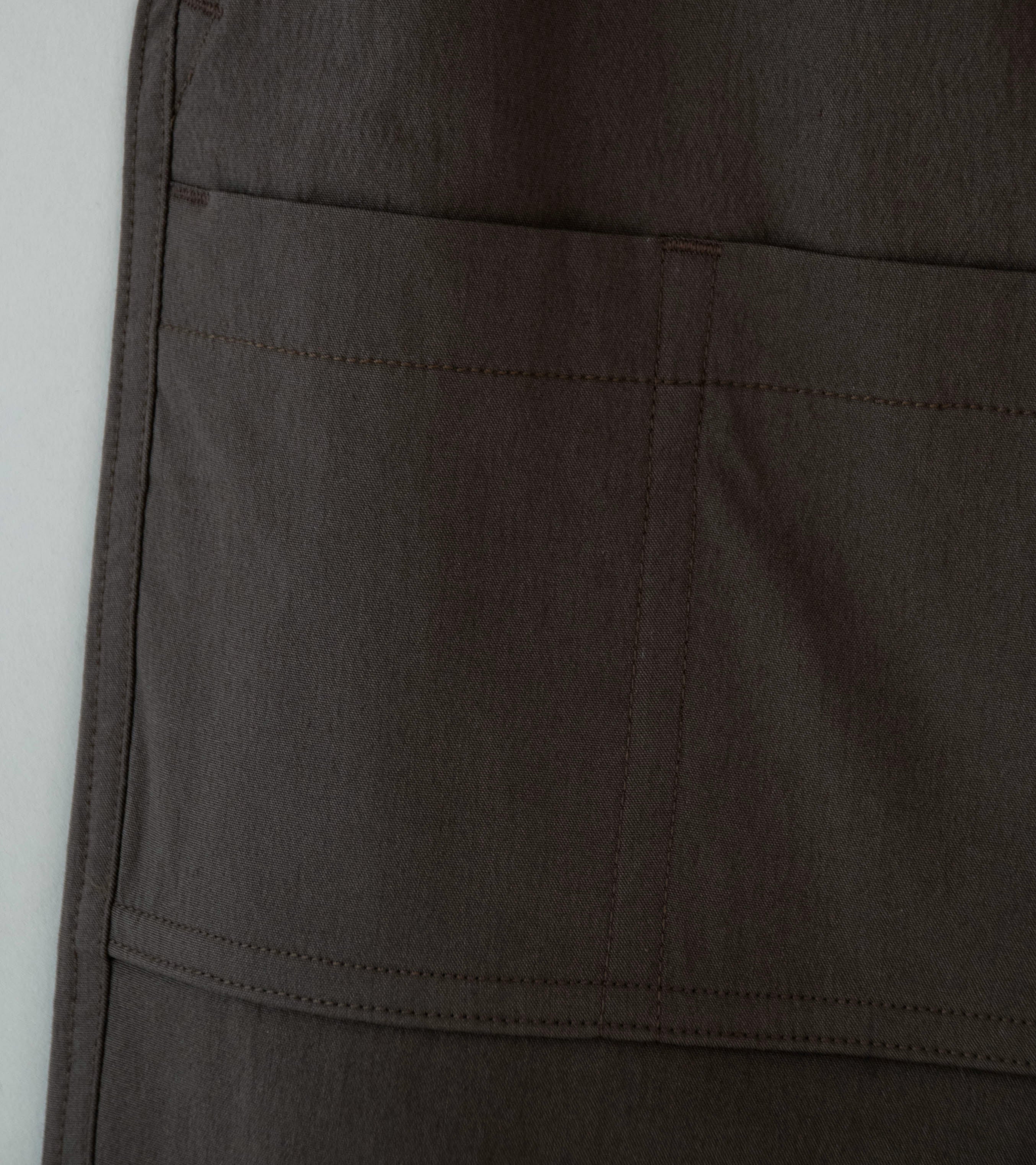 Velardi 'Lightweight Poplin Utility Pant' (Brown Cotton Nylon) - Image 4