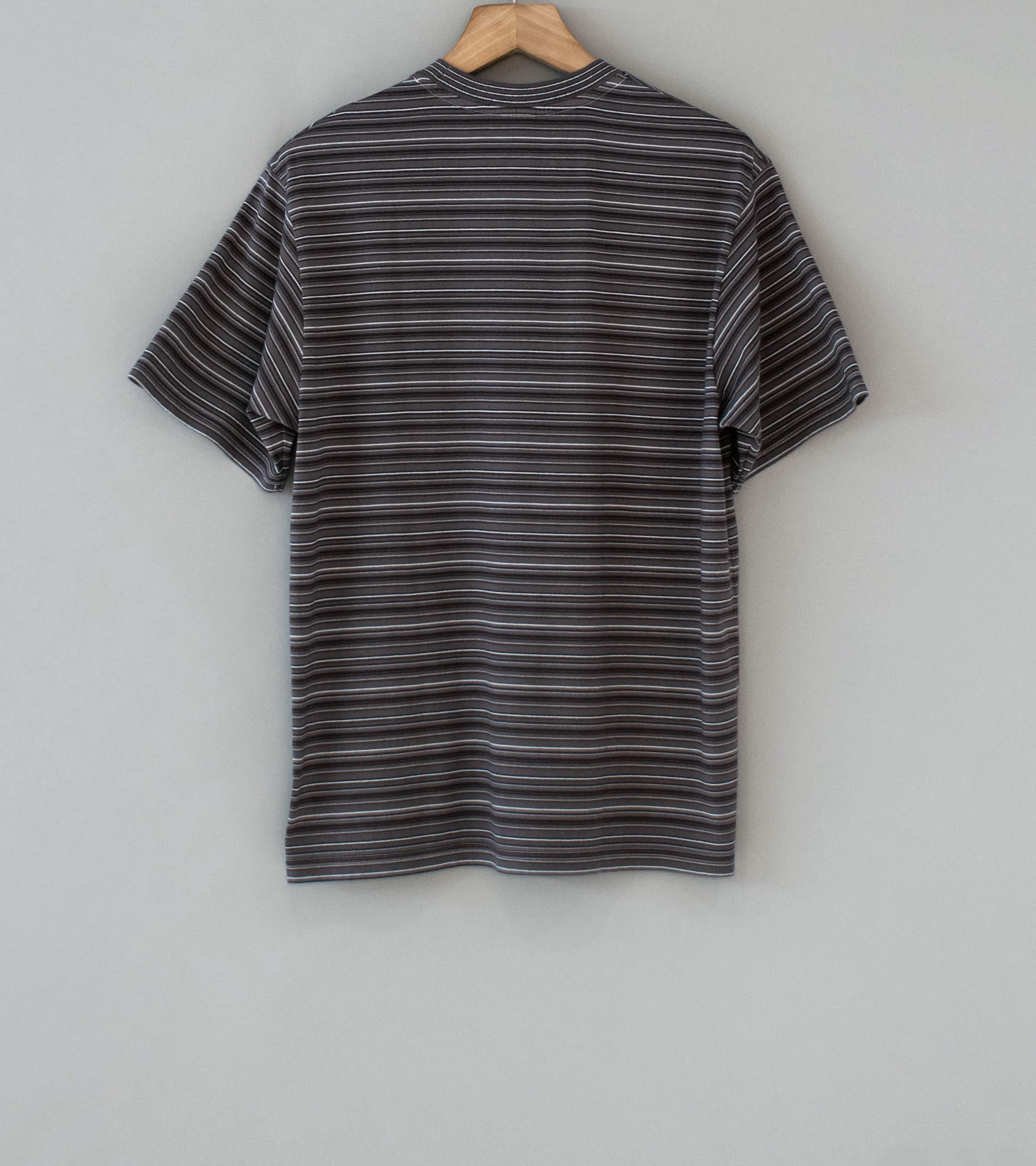 Yonetomi 'Garment Dyed Striped T-Shirt' (Gray White) - Image 5